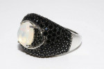 Opal & Onyx Sterling Silver Ring