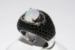 Opal & Onyx Sterling Silver Ring