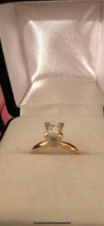 Women’s .75 Carat Princess Diamond Ring. 14K Yellow Gold