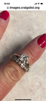 Kay's 1 carat excellent cut princess diamond engagement ring set.