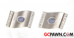 STUNNING!! Men's 14K White Gold Diamond and Star Sapphire Cufflinks