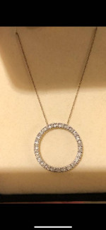 1 ctw. Journey Diamond Circle Necklace. 14K white gold