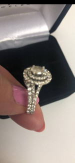 Designer Neil Lane Diamond Engagement ring set. 14K White Gold