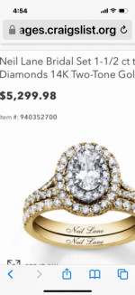 Designer Neil Lane Diamond Engagement ring set. 14K White Gold