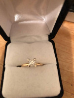 .76 carat princess cut diamond engagement ring. 14K yellow gold