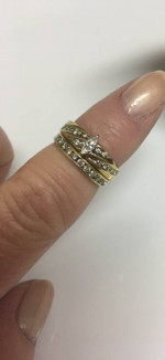 Marquise Baguettes Round Diamond Wedding Set. 10K yellow gold