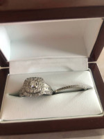 Zales his and her's diamond wedding ring set. 14K and Men's Tungsten.