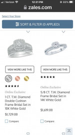 Zales his and her's diamond wedding ring set. 14K and Men's Tungsten.