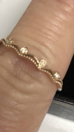 14K rose gold scalloped diamond wedding band or enhancer ring.