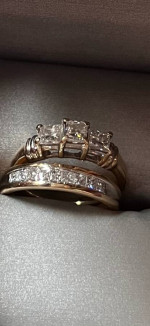 Women's Past Present Future Diamond Engagement Wedding Ring 14K Gold