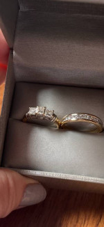 Women's Past Present Future Diamond Engagement Wedding Ring 14K Gold