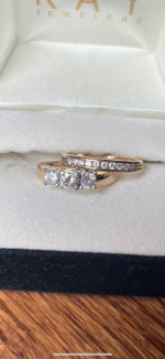 Women's Past Present Future Diamond Engagement Wedding Ring 14K Gold