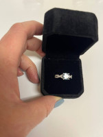 NEW Natural Blue Topaz And Natural Diamond Ring. 18K White Gold