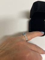 NEW Natural Blue Topaz And Natural Diamond Ring. 18K White Gold