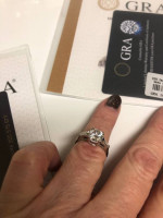 GRA certified moissanite engagement wedding ring. 14K gold