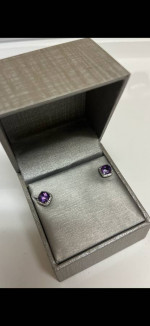 NEW Diamond and amethyst 14K white gold earrings.