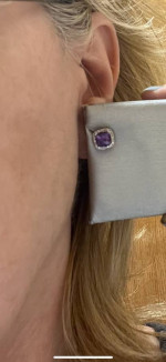 NEW Diamond and amethyst 14K white gold earrings.