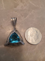 Aquamarine sterling silver necklace pendant