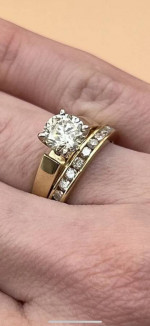 1.50 CT Round Diamond Solitaire Engagement Ring with .50 Band 18K