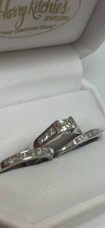 Women’s love story diamond engagement ring 3 piece set.  14K