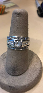 Women’s love story diamond engagement ring 3 piece set.  14K