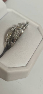 Women’s love story diamond engagement ring 3 piece set.  14K