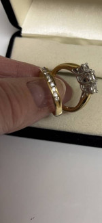 Past Present Future 3 Diamond Engagement Ring And Diamond Band Set 14K