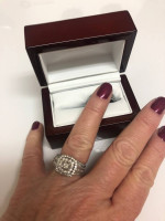 Men's and Women's diamond engagement wedding ring set. 14K gold
