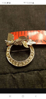 Vntg Rhinestone Brooch by Ora..1 1/4 "Circle