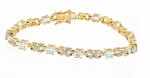 Gold tone Tennis Style Bracelet .925 Silver-March Birthstone!