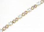 Gold tone Tennis Style Bracelet .925 Silver-March Birthstone!