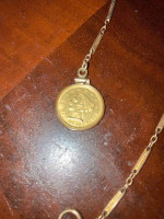 1853 2-1/2d gold quarter eagle on gold chain