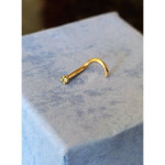 Faceted 14K Gold Left Nostril Nose Stud Ring Green Peridot Gemstone