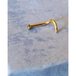 Faceted 14K Gold Left Nostril Nose Stud Ring Green Peridot Gemstone