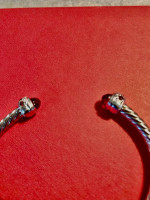 Balinese Handmade Sterling Silver, Ruby, and Diamond Twisted Cuff Brac