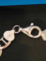 NEW STERLING SILVER FLAT MARINER NECKLACE AND BRACELET MADE IN ITALY