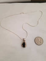 Nice Onyx Sterling Silver Pendant & Chain