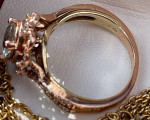 Zac Posen Aquamarine/Diamond 14K Rose Gold Ring,Pendant,Necklace!Ring Size 6!