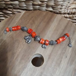 Coral Elephant Charm Bracelet