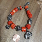 Coral Elephant Charm Bracelet