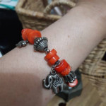 Coral Elephant Charm Bracelet