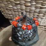 Coral Elephant Charm Bracelet