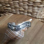 Signed Solid Silver Artisan Fish Design Cuff Bracelet