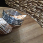 Signed Solid Silver Artisan Fish Design Cuff Bracelet