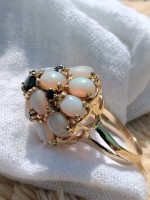 RARE& UNIQUE AAAA QUALITY 15.00cts Sapphire&Opal 14k Antique Ring
