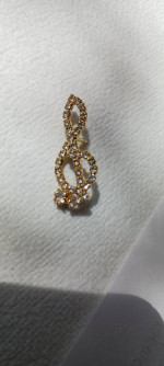 GORGEOUS TREBLE CLEF RHINESTONE GOLD TONE MUSIC NOTE BROOCH TIE LAPEL PIN 1.25"