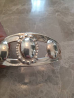 Sterling silver cuff bracelet .with a snake on each side