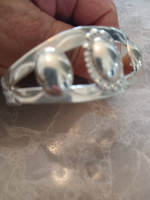 Sterling silver cuff bracelet .with a snake on each side