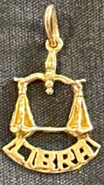 14K Yellow Gold Zodiac ~Libra Pendant.  Gender Neutral!