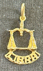 14K Yellow Gold Zodiac ~Libra Pendant.  Gender Neutral!